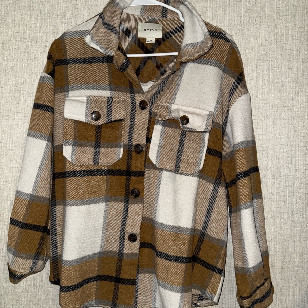Plaid Jacket/Shacket - Brown and White